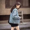Jaqueta Jeans Curta Azul Denim Outono 2026 para Mulheres, Top Solto da Moda, Jaqueta Externa Feminina de Fornecimento Transfronteiriço