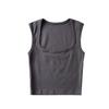 Top Curto Slim-Fit Versátil Cor Sólida Verão Retrô Francês Decote Quadrado Profundo Regata Justa Feminina