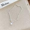 Pulsera de perlas de cadena trenzada pequeña exquisita de plata esterlina S925 retro francesa, pulsera de alta calidad para mujer, pulsera a juego