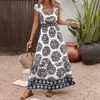 Vestido de Verano 2026 Nuevo Estilo Retro Resort con Cintura Marcada Estampado Floral Geométrico para Mujer - Transfronterizo Europeo y Americano Amazon