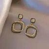 Pendientes Minimalistas Cuadrados Geométricos Coreanos con Pedrería de Moda, Personalidad de Nicho, Lujo Ligero, Diseño de Alta Gama, Venta al por Mayor