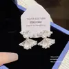 Pendientes de Plata de Ley S925 con Aguja, Personalizados, Completos de Circonita, Súper Brillantes, Estilo de Lujo Ligero de Alta Gama, Pendientes Populares, Elegantes y Exquisitos Accesorios de Moda para Orejas para Mujeres
