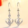 Nuevos Pendientes de Corazón de Melocotón de Larga Duración, Pendientes, Diamantes de Colores, Borlas de Circonita Blanca Morada Rosa, Pendientes con Forma de Corazón