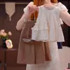 Conjunto de verano para niñas, ropa de bebé elegante, camiseta sin mangas de encaje única y moderna estilo coreano para niñas, blusa de muñeca y pantalones de pierna ancha