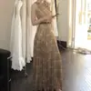 De un Momento [Amante Moderno] Vestido Francés Retro sin Mangas con Dobladillo Retorcido con Sentido del Diseño y Falda Larga que Ceñe la Cintura