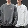 Sudadera para hombre, estilo primavera y otoño, cuello redondo sin capucha, camiseta básica de manga larga, top versátil casual holgado, ropa para hombre