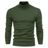 Suéter Gola Alta Liso Masculino Outono/Inverno 2025 Tricô Masculino Camisa Base Verde Militar