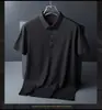 Camiseta masculina de verão fina e respirável com gola e manga curta, camiseta lisa para negócios casuais, polo sem costura de seda gelada
