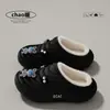Chinelos de Algodão Impermeáveis para Mulheres 2026 Novo Outono/Inverno Casa Pelúcia Quente Antiderrapante Uso Externo Mais Veludo Mais Espesso Sapatos de Algodão para Mulheres
