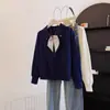 Bufanda de Seda de Alto Gama Estilo Coreano Cuello Polo Tejido de Manga Larga para Mujer Otoño Nueva Moda Versátil Casual Top Tendencia
