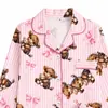 Temu Europa Comércio Exterior Temporada Primavera/Outono 2026 Pijamas Femininos Temporada Primavera/Outono Manga Longa Desenho Ursinho Roupa de Casa