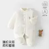Macacão fino matelassado de outono e inverno para bebê com estampa de animal fofo, adequado para recém-nascidos, para usar em ambientes internos e externos.