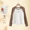 Camiseta Interior Personalizada para Niñas para Primavera y Otoño, Camiseta de Algodón de Manga Larga para Niños, Sudadera Corta con Empalme para Niños Mayores