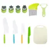 Juego de Cuchillos de Cocina de Plástico para Niños, Moldes para Galletas, Delantal Estampado de Papa, Guantes, Cuchillo Ondulado para Papa, Tabla de Cortar, Traje