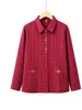 Camisa de mãe, novo estilo primavera e outono, blusa cardigã 100% algodão, camisa da moda para mulheres de meia-idade e idosas, conjunto de tamanho grande para vovó