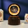 Bola de Cristal Transfronteiriça Base Giratória com Textura de Madeira Luminária Noturna Brilhante Lâmpada do Céu Estrelado 3D Decoração de Mesa Presente Criativo de Feriado