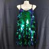 Un vestido de fiesta de viaje de vacaciones en la playa para mujer, vestido de baile, vestido de una línea, tirantes de pelo en V, lentejuelas de sirena