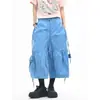 Comércio Transfronteiriço Shorts Cargo Soltos com Cordão Tendência Amarração Plissado Original Feminino Verão Lâmpada Comprimento Três Quartos