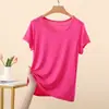 Camiseta básica nova de modal com manga curta para mulheres, versátil, solta, casual, simples, confortável, top fino