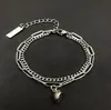 Heartache Anel Empilhado Costura Amor Ímã Casal Pulseira Colar Dupla camada Coração em forma de Titânio Aço Pulseira Casal