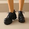 Sapatos de Salto Anabela Export Plus Size 2025 Outono Novos Sapatos de Salto Plataforma Slim Retro Sapatos Loafer Estilo Britânico