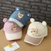 Gorra de béisbol de oso estilo coreano para otoño e invierno, gorra cortavientos de oso linda para niños y niñas, gorro de bebé