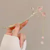 Nova Presilha de Cabelo com Franja de Tulipa e Pedra Olho de Gato Estilo Chinês, Presilha de Cabelo de Alto Padrão, Tiara de Cabelo Cheongsam Estilo Chinês Dinastia Han