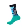 Calcetines Divertidos de Moda Novedosos Talla 37-44 Calcetines de Longitud Media para Hombres y Mujeres Calcetines Rústicos Calcetines de Algodón Calcetines de Pintura al Óleo Flor Real