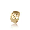 Joyería europea y americana moda creativa anillo de 26 letras inglesas dorado apertura ajustable anillo de temperamento para dama