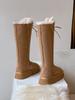 Botas de Neve Cano Alto para Mulheres, Inverno Espessadas 2026 Novas Elegantes com Cadarço Camurça Quentes Sola Grossa Botas Longas Acima do Joelho