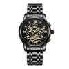 AOKULASIC/Aogulas Relógio Mecânico Automático com Strass para Homens Mostrador Vazado Calendário Duplo Multifuncional Pulseira de Aço