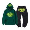 Traje europeo y americano Y2K de SynaWord High Street para hombre, sudadera con capucha de hip hop de moda, pantalones de suéter estampados Syna