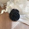 Cuerda para el cabello con punta ondulada estilo occidental de moda retro, anillo para el intestino con flor de rosa de color de contraste de alta gama, cuerda para el cabello con cola de caballo en la parte posterior de la cabeza