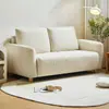 Sofá de tela minimalista estilo crema para sala de estar nórdica, nuevo modelo 2026, sofá recto de dos plazas simple para apartamento pequeño
