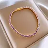 Pulsera Corazón de Zirconia de Colores Electrochapada en Oro Real de 14K, Pulsera de Lujo Ligero de Gama Alta, Joyería Nicho Súper Brillante Estilo Coreano para Mujeres