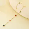 Moda Europea y Americana Nicho Joyería Colorida Dopamina para Mujeres, Colgante Geométrico con Diamantes, Collar Largo en Forma de Y de Acero Inoxidable