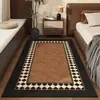 Tapete longo para quarto, tapete de cabeceira retrô de luxo leve, tapete de chão espesso para quarto, tapete de cabeceira novo estilo, lavável e não precisa lavar para em frente à cama