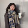 Bufanda clásica de cachemir a cuadros de estilo japonés y coreano para mujer, chal grueso y cálido de invierno, bufanda de doble uso que combina con todo, bufanda para estudiantes