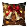 Capa de Almofada de Natal de Fábrica Elemento de Sino de Feriado Laço Decoração Atmosfera de Sofá Almofada Decorativa de Linho