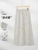 Falda de lunares Tencel con abertura trasera estilo francés para mujer, verano, cintura alta, adelgazante, versátil, lino, longitud media, recta