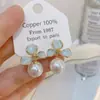 Banho de Ouro Real, Coleção Série Azul Moda Coreana e Japonesa, Brincos de Esmalte com Efeito Gotejante para Mulheres, Novos Brincos e Acessórios de Luxo Leve Nicho
