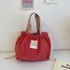 Bolsa de Almoço Simples de Veludo Cotelê Cor Doce Estilo Japonês Grande Capacidade Nicho Pequena Bolsa Quadrada Japonesa e Coreana com Bolsa de Arroz Transfronteiriça