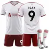 2627 Uniforme do Exército Vermelho número 11 Salah uniforme do time infantil Liverpool fora de casa branco conjunto de terno de futebol
