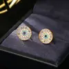 Brincos Redondos Retro Olho de Diabo Leve Luxo Moda Personalizado Brincos de Zircônia Femininos High-End Exquisitos e Mais Fáceis de Combinar