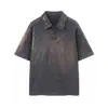 Camisa polo de manga corta lavada vintage de alta gama para hombre, estilo retro americano, peso pesado, con un cuello elegante, perfecta para verano y otoño