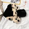Bufanda con Estampado de Leopardo para Mujer Otoño e Invierno Chica Linda Versátil Estilo Coreano Piel Sintética Felpa Imitación Piel de Conejo Rex Estudiante Cuello Engrosado Cálida
