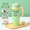 Taza de Hielo de Aspecto Elegante y Gran Capacidad, Taza de Agua Aislada Linda con Popote, Botella de Agua Gigante para Hombres y Mujeres en la Oficina