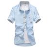 Camisa de Verano para Hombre con Bordado de Setas Pequeñas, Manga Corta, Corte Ajustado para Adolescentes, Casual y Versátil, En Stock