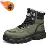 Nuevos Zapatos de Trabajo de Caña Alta, Botas Martin con Forro Polar Añadido, Zapatos de Invierno para Hombre, Modernos y Versátiles, Suela Gruesa, Engrosados, Zapatos de Algodón Cálidos