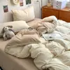 Conjunto de cama de quatro peças estilo ins cream todo em algodão cor sólida simples estilo japonês lençol de algodão puro duas cores capa de edredom dormitório conjunto de três peças 4